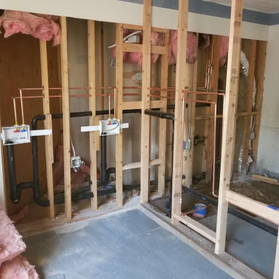Copper pipe rough-in and plumbing installation in West Des Moines